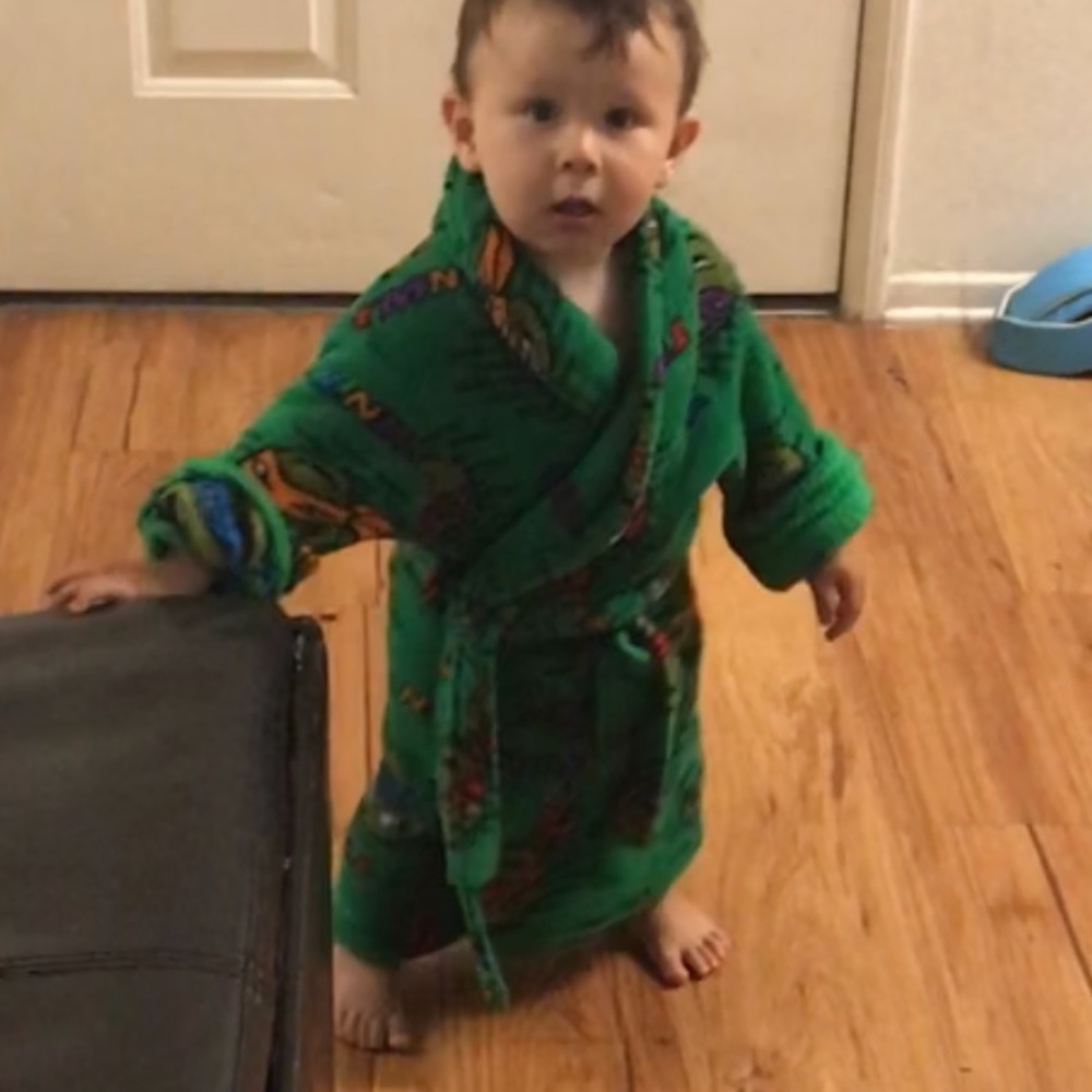 Nickelodeon Green Kids Robe with Orange and Purple Accents